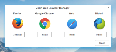 Zorin Web Browser Manager Firefox, Google Chrome,